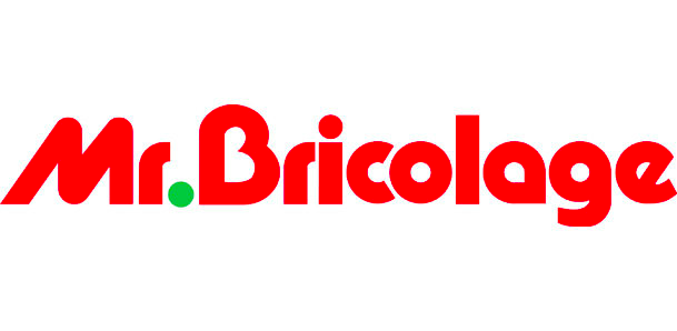 L'image montre le logo Mr. Bricolage en lettres rouges en gras avec un point vert au-dessus de la lettre i. Le texte est affiché sur fond blanc.