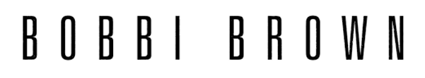 L'image montre le logo BOBBI BROWN en lettres majuscules noires et grasses avec un large espacement entre chaque caractère sur un fond blanc.