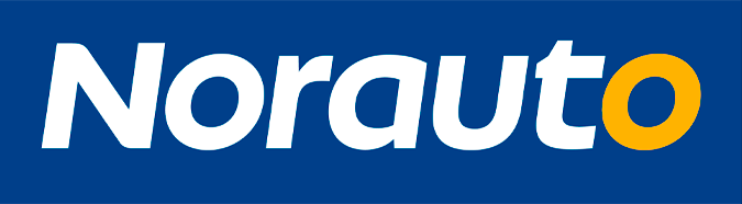 Logo Norauto comportant le mot Norauto en lettres blanches sur fond bleu, avec le o à la fin en jaune.