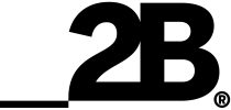 Le texte noir, grand et gras, indique 2B avec une ligne horizontale sous le 2 et un symbole de marque déposée (®) dans le coin inférieur droit. Le design est simple et moderne.