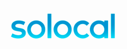 L'image montre le mot solocal en lettres minuscules, écrit dans une police bleue dégradée sur fond blanc.