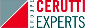 Logo du Groupe Cerutti Experts. Le logo présente un triangle rouge et gris à gauche, et le texte GROUPE CERUTTI EXPERTS en lettres capitales rouges et bleu sarcelle à droite.