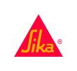 L'image montre le logo Sika : le mot Sika en jaune stylisé à l'intérieur d'un triangle rouge, avec un symbole de marque déposée en rouge à droite. Le fond est blanc.