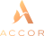Le logo Accor, avec une lettre A dorée stylisée avec un motif d'oiseau et le mot ACCOR en lettres dorées dégradées en dessous sur un fond noir.