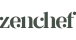L'image affiche le mot zenchef dans une police serif minuscule, vert foncé et audacieuse sur un fond blanc.