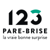 Logo avec 123 Pare-Brise en lettres noires grasses et un accent vert courbé sur le chiffre 3. En dessous, le slogan français la vraie bonne surprise est écrit en lettres minuscules — une inspiration idéale pour tout photographe événementiel lyonnais.